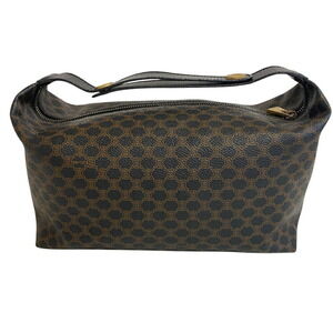 CELINE Circle Logo Vanity Macadam Handbag Black